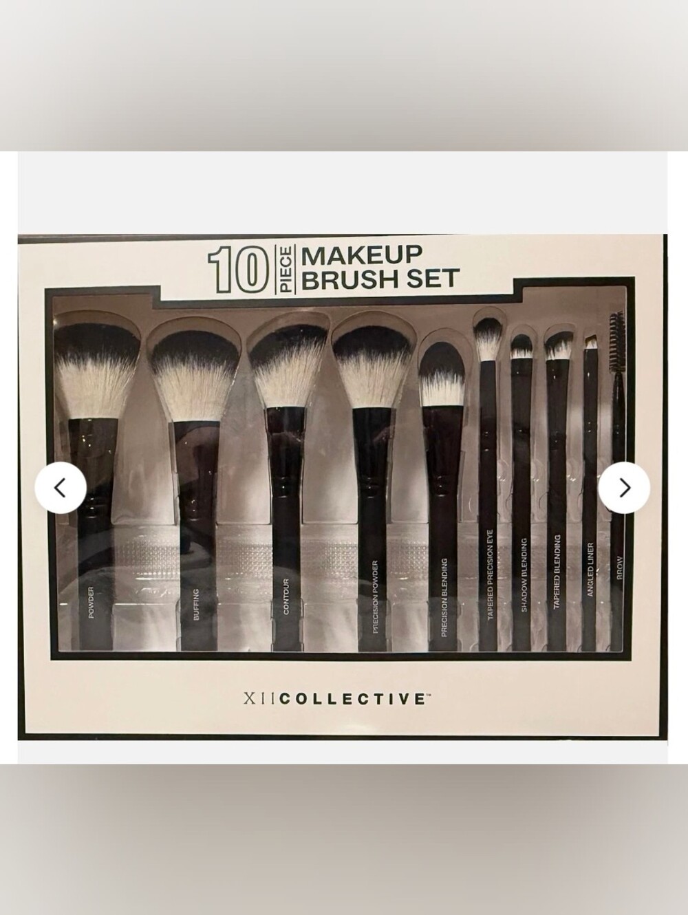 XII Collective Black 10 Piece Professional Makeup Brush Set